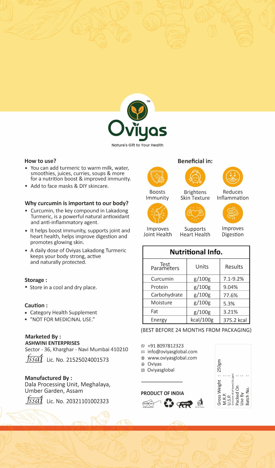 Lakadong Turmeric 250 gm