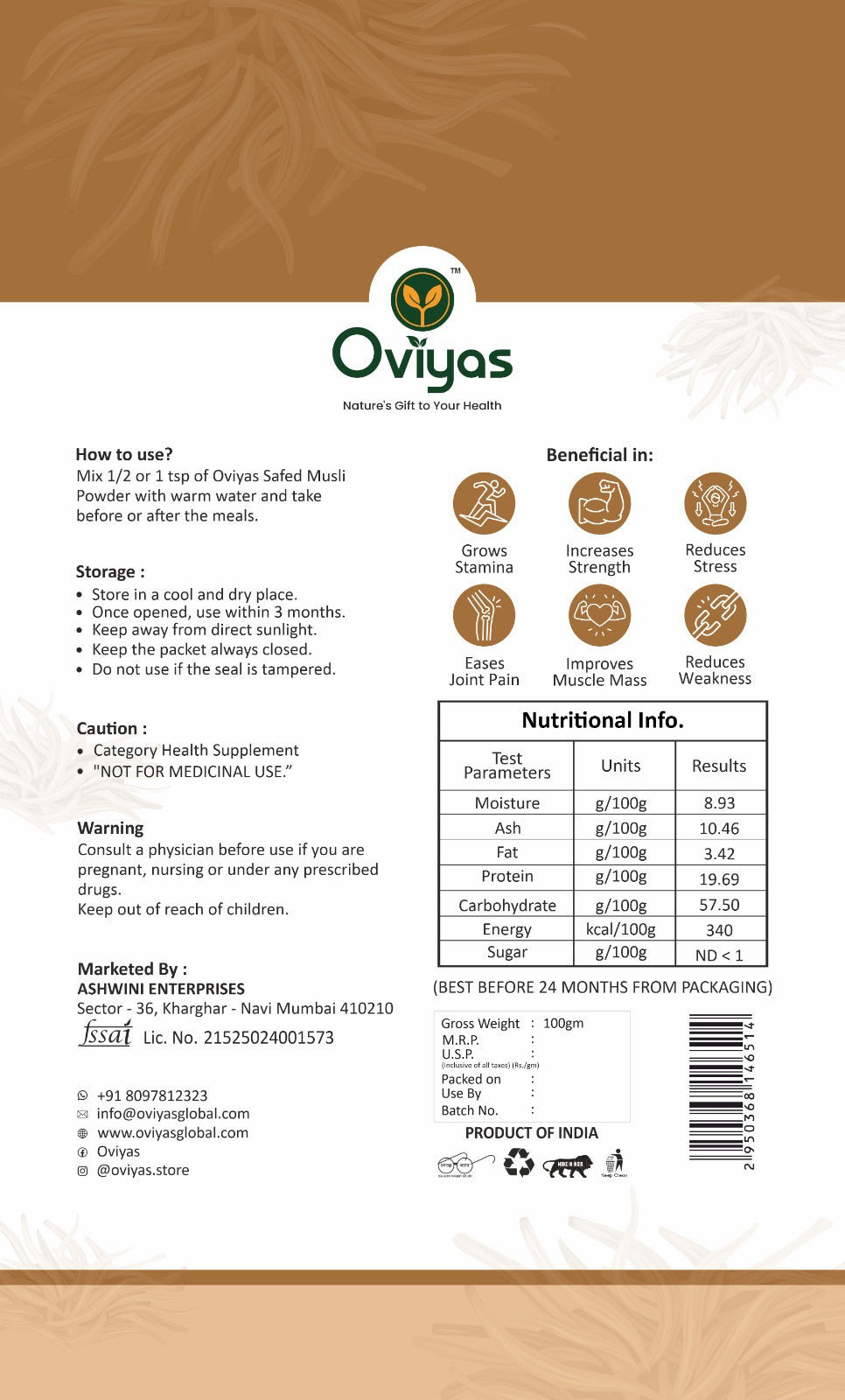 Safed Musli Powder <br>100 gm