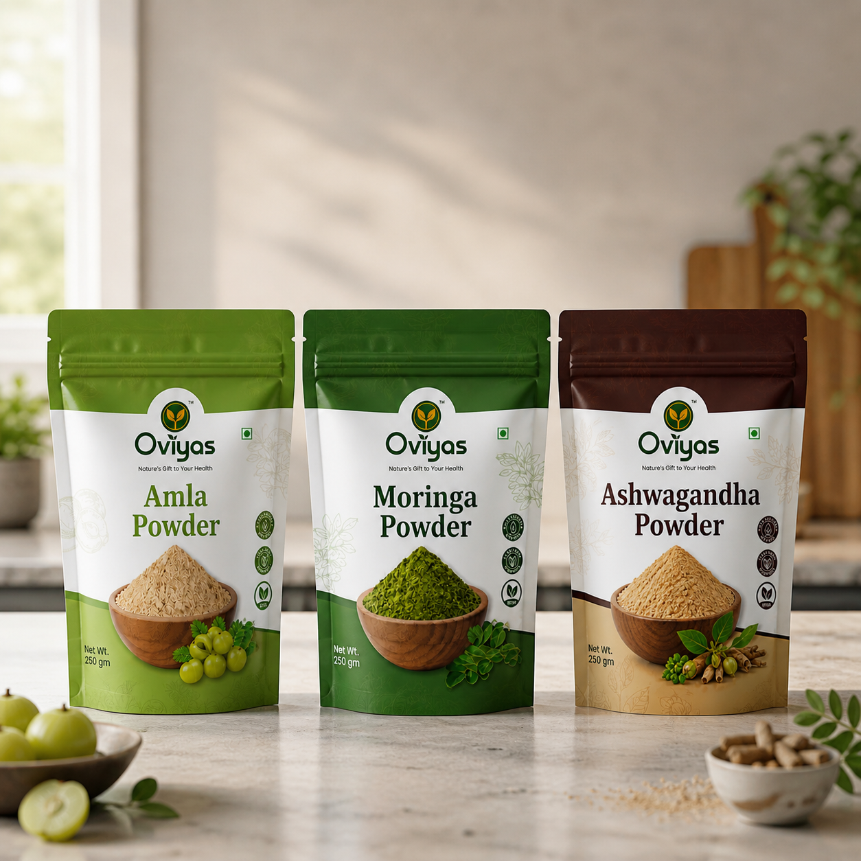 Superfood Combo Pack of AMLA , MORINGA and ASHWAGANDHA POWDER FOR HAIR, SKIN AND INNERHEALTH